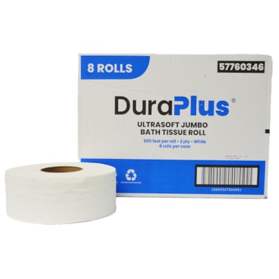 DuraPlus 57760346 Jumbo Bathroom Tissue, 2-Ply, Case (8 ROLL)