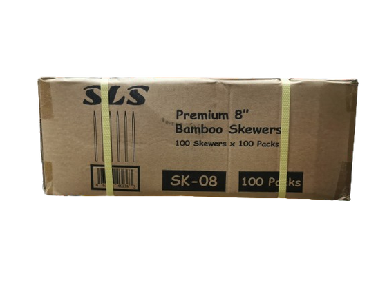 SLS SK-08, 8” Premium Bamboo Skewers (100x100PC)