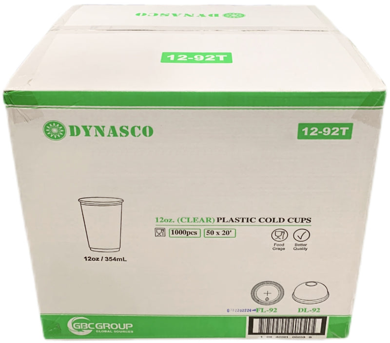 Dynasco 12-92T 12oz. Clear Drinking Cup, Case (1000's)