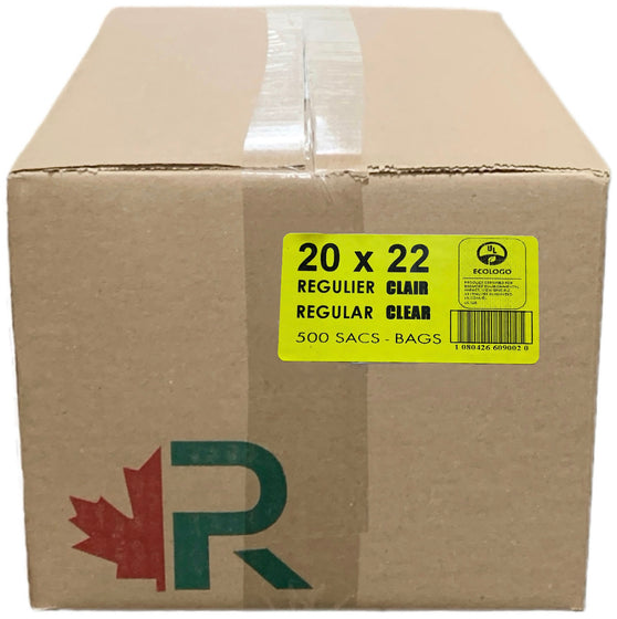 R 20x22 Regular Clear Garbage Bag, Case (500's)