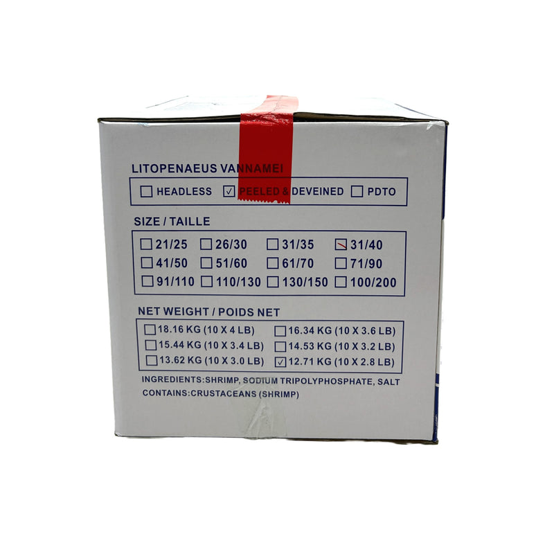 CK Brand 31/40 Peeled Shrimps, Case (NW 12.71 KG/28 LBs)