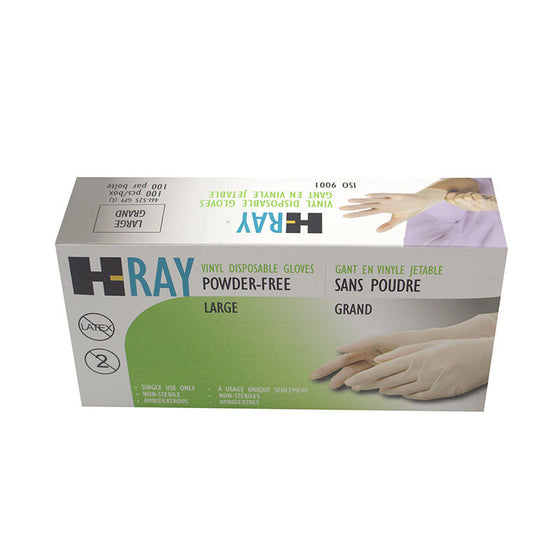 H-Ray Powder-Free Vinyl Gloves, Large, 10 BX