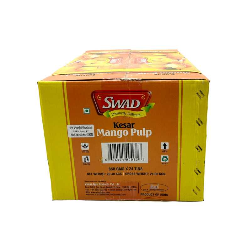 SWAD Kesar Mango Pulp, Sweetened, Case (24x850g)