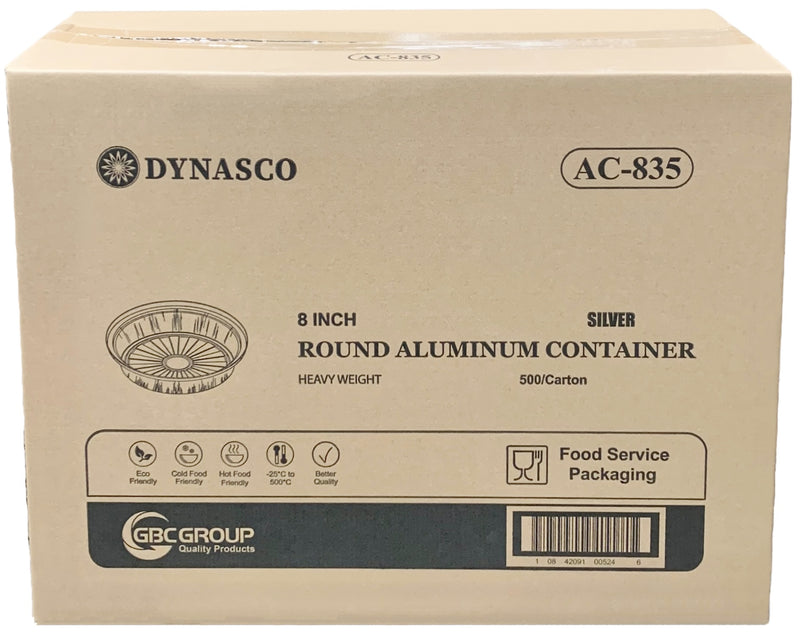 Dynasco AC-835 8inch Heavy Aluminum Container, Case (500's)