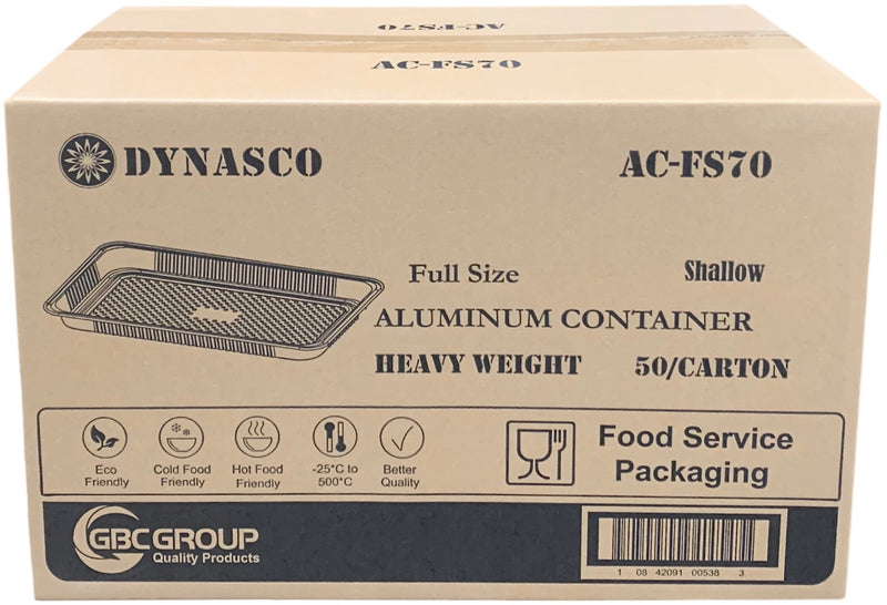 Dynasco AC-FS70, Full Size Shallow HD Foil Aluminum Tray, Case (50's)