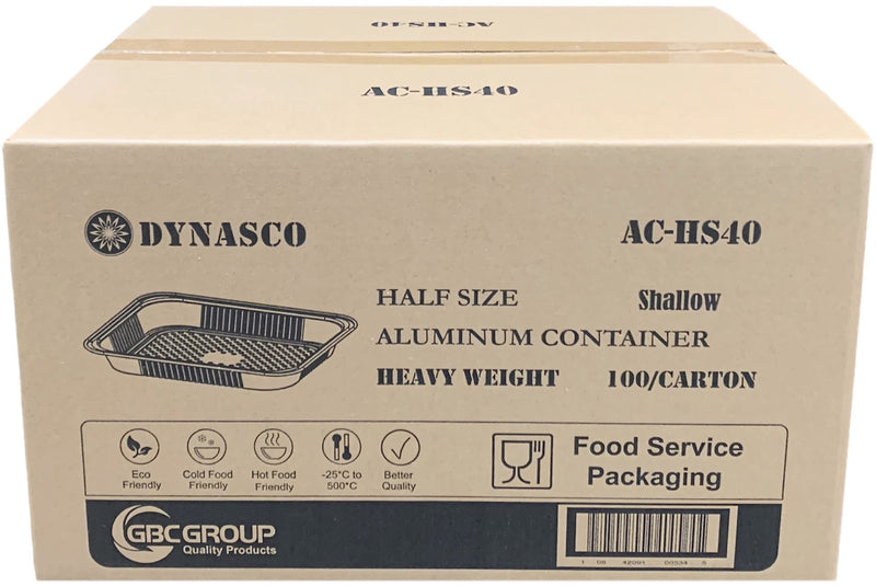 Dynasco AC-HS40, Half Size Shallow HD Foil Aluminum Tray, Case (100's)