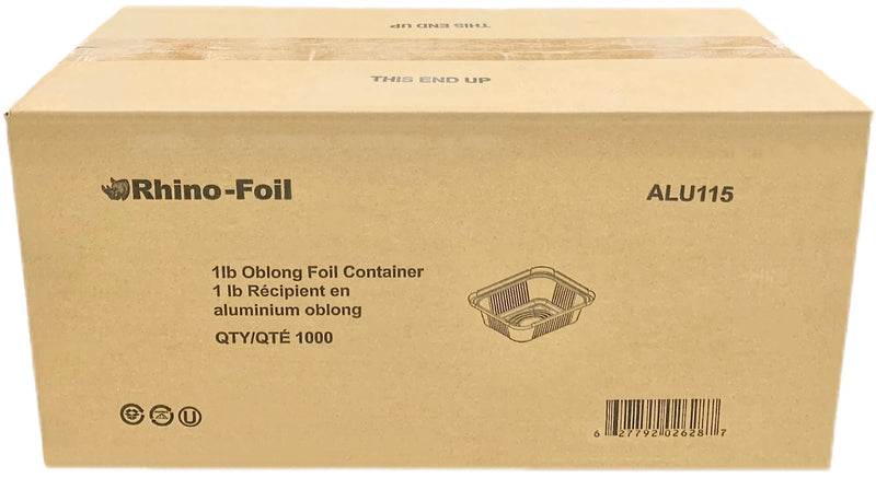 Rhino-Foil ALU115, 1lb Aluminium Oblong Foil Container, Case (1000's)