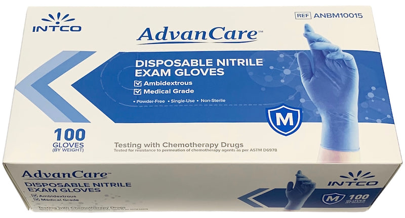 Blue (M) Nitrile Gloves (100 pc) Intco AdvanCare