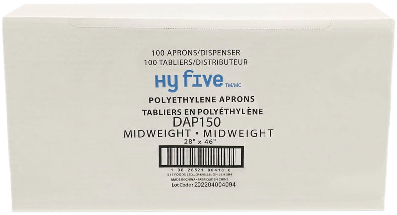 HyFive DAP150 28x46 Polyethylene Aprons, Box (100's)
