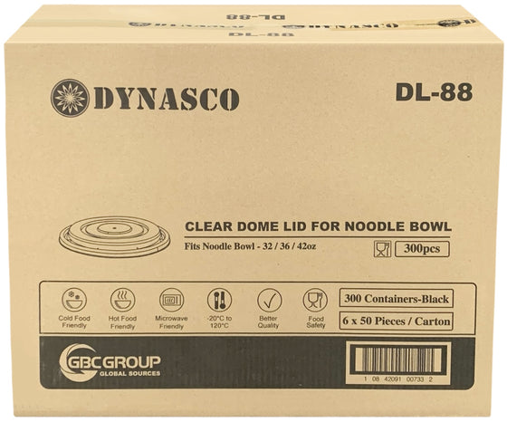 Dynasco DL-88, Clear Dome Lids for Noodle Bowl, Case (300's)