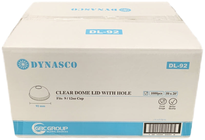 Dynasco DL-92 Clear Dome Lid with Hole, Case (1000's)