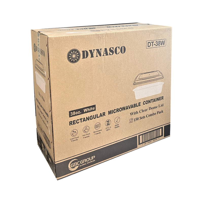 Dynasco DT-38W 38oz. Rectangular Container Combo, Case (150 SETS)