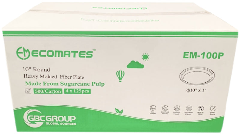 EcoMates EM-100P/GD-100P 10inch Fiber Plate, Case (500's)