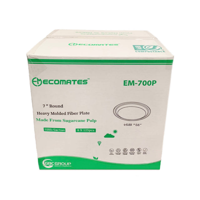 EcoMates EM-700P 7 inch Fiber Plate, 500 Counts