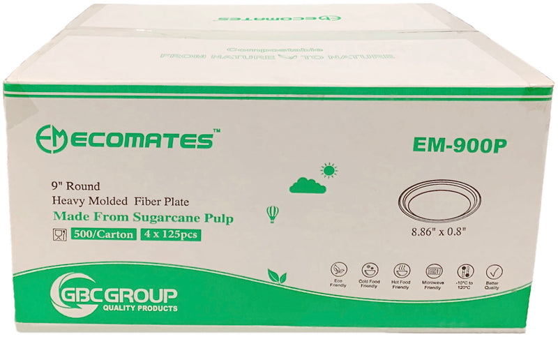 EcoMates EM-900P/GD-900P 9" Fiber Plate, Case (500's)