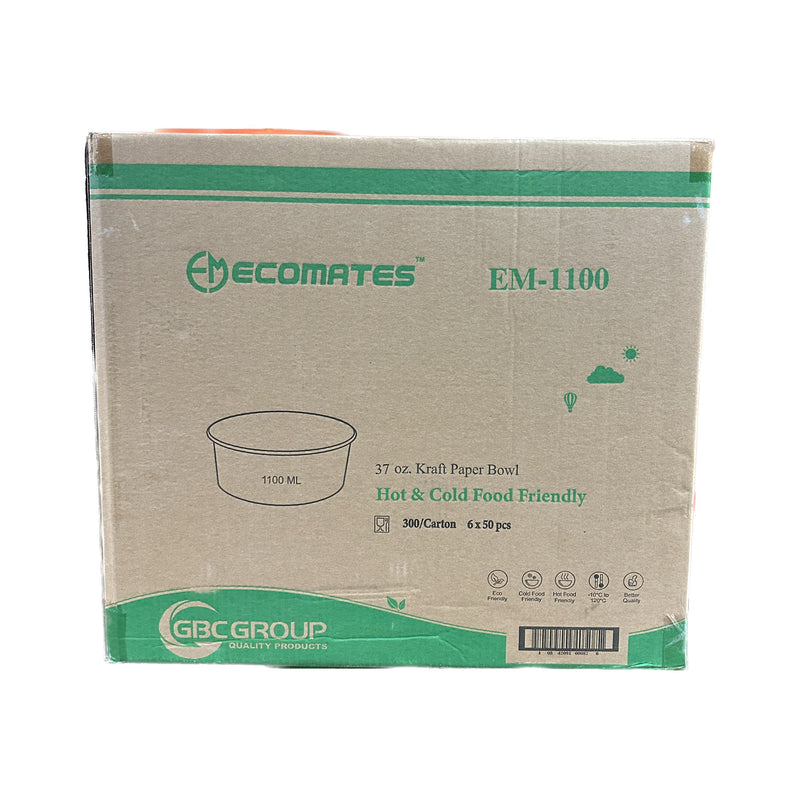 Ecomates EM-1100, 37oz Kraft Paper Bowl (6 x 50's)