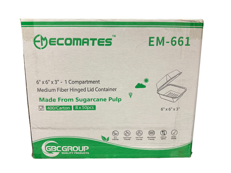 EcoMates EM-661/GD-661 Fiber Single Compartment Box, 400 Counts