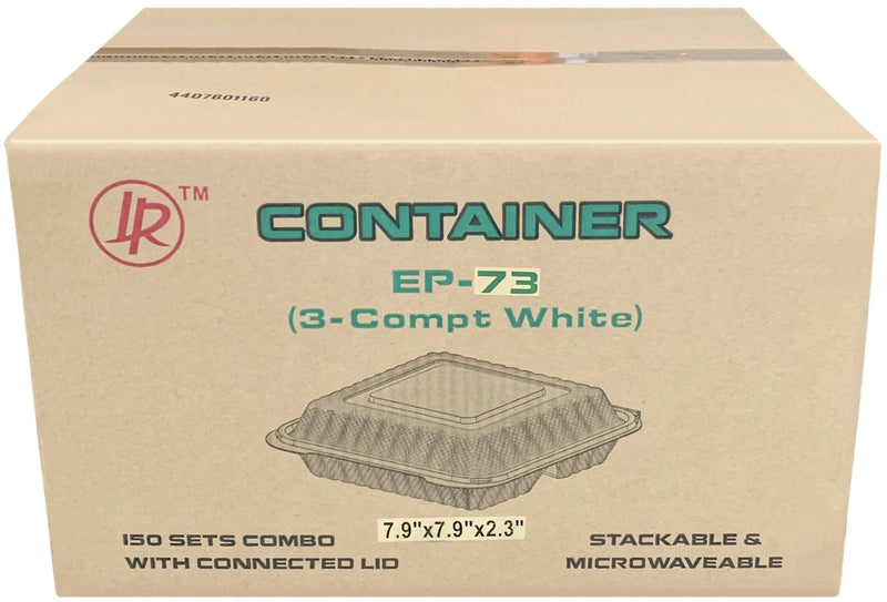 LR EP-73 White 3 Compartment Container, Case (150PC)