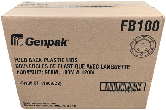 Genpak FB100, Fold Back Plastic Lids, Case (1000's)