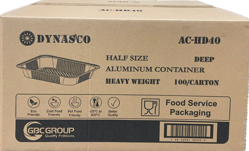 Dynasco AC-HD40, Half Size Deep HD Foil Aluminum Container, 100CT