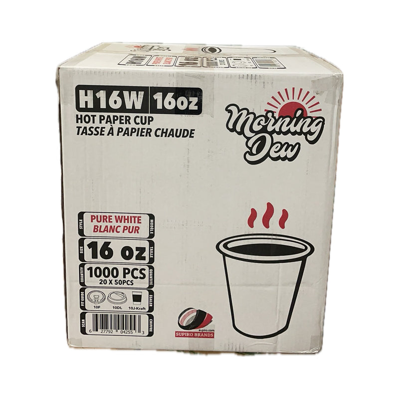 Morning Dew H16W, 16oz White Paper Cup (20x50's)