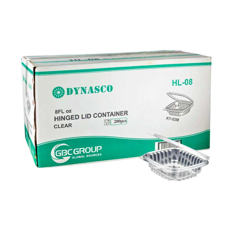 Dynasco HL-08 8oz. Seal Clear Hinged Container, Case (200's)