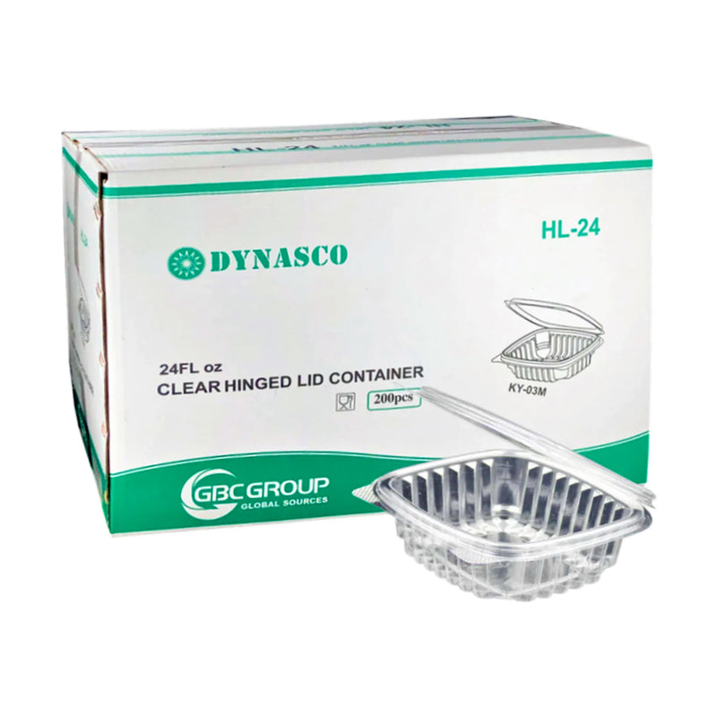 Dynasco HL-24 24oz. Seal Clear Hinged Container, Case (200's)