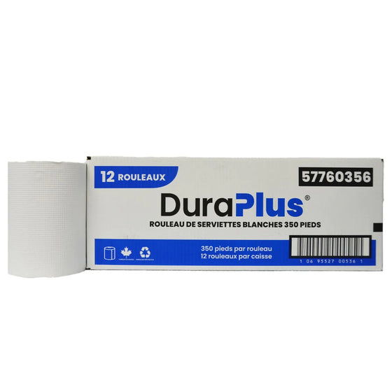 DuraPlus 57760356, White Towel Roll, 12 X 350'