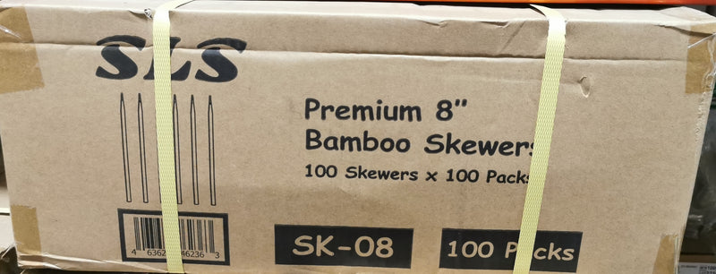 SLS SK-08 Bamboo Skewers 8", 100 x 100 Counts
