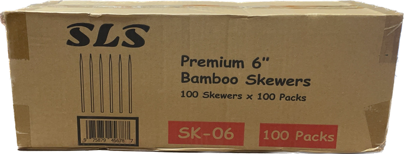 SLS SK-06 Bamboo Skewers 6", 100 x 100 Counts