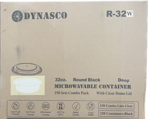 Dynasco R-32W 32oz. Round Container Combo, 150 SETS