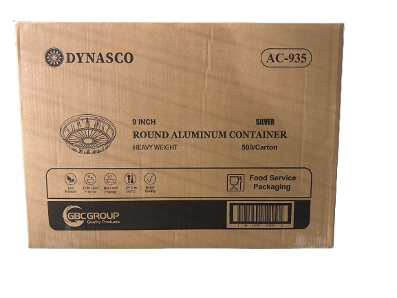 Dynasco AC-935, 9” Round Aluminium Containers, Case (500's)
