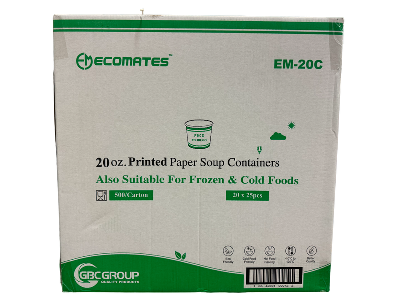 EcoMates EM-20C, 20oz Printed Paper Container, Case (500's)