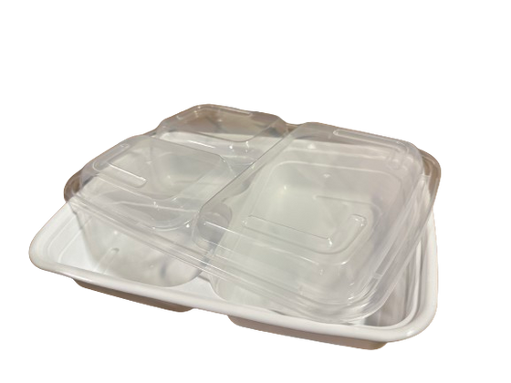 LR JF-333W 33oz. 3-Compartment Rectangular Container Combo, Case (150 SETS)