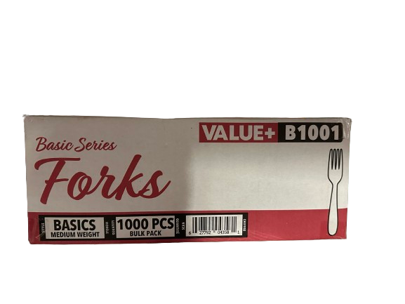 Value+, B1001 Plastic White Fork, Case (1000's)