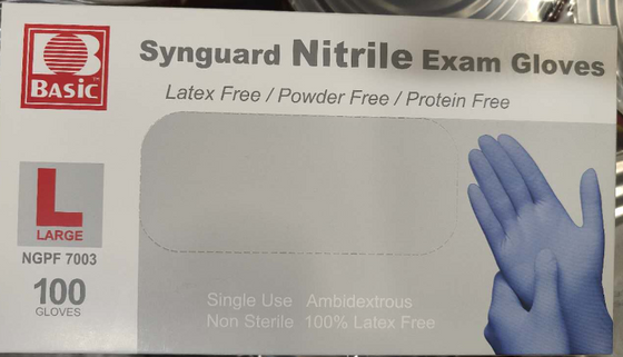 BASIC NGPF 7003 Synguard Nitrile Exam Blue Gloves L, Box (100's)
