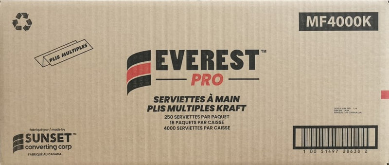 Everest MF4000K, Multifold Kraft Towel, Case (16x250's)