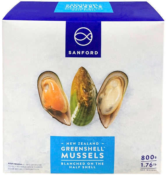 Sanford New Zealand Greenshell Mussel Half Shell Medium, Case (12x800g)