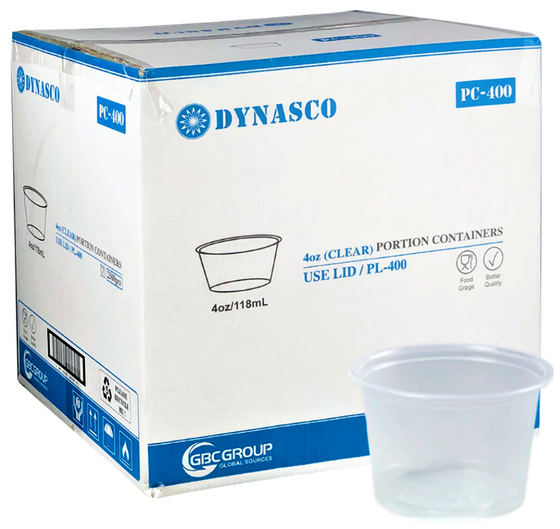 Dynasco PC-400 4oz. Clear Portion Containers, Case (2000's)