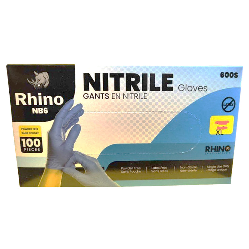 Rhino NB6 Blue Nitrile Gloves XL, Box (100's)