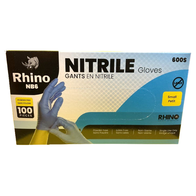 Rhino NB6 Blue Nitrile Gloves S, Box (100's)