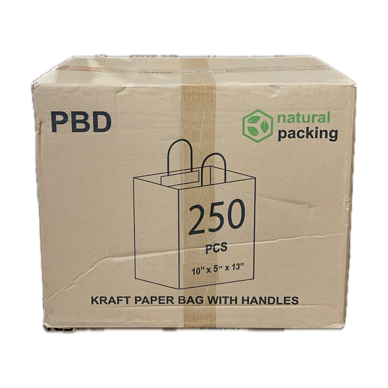PBD10513, Kraft Paper Bag With Handle (10x5x13in.), 250 Counts