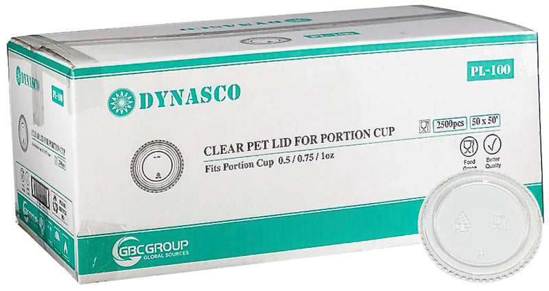 Dynasco PL-100 Clear Lid for 0.5oz./0.75oz./1oz., Case (2500's)