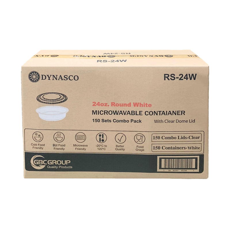 Dynasco RS-24W 24oz. Round Container Combo, Case (150 SETS)