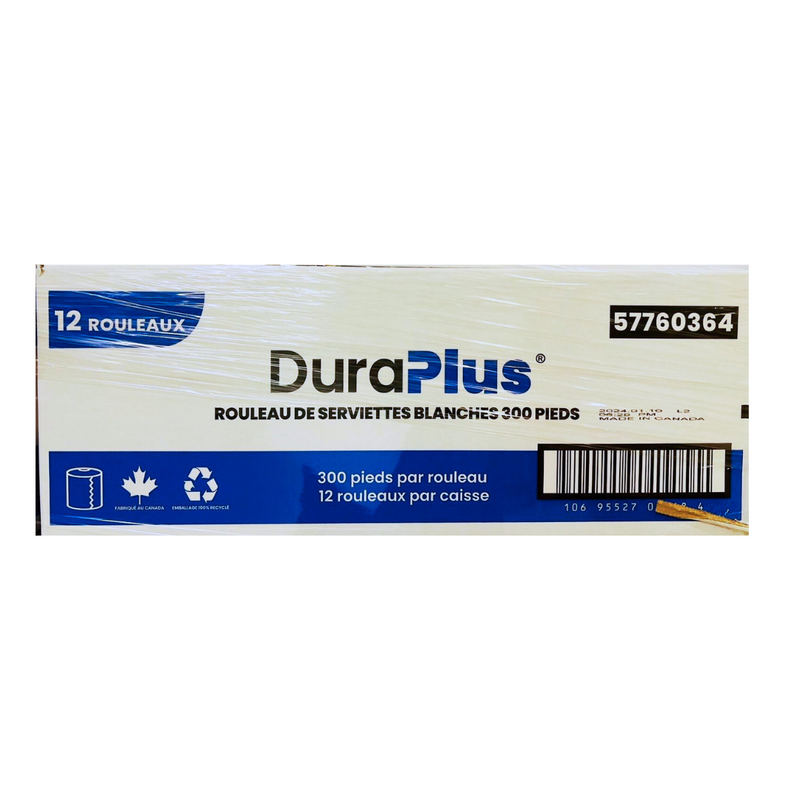 DuraPlus 57760364 White Roll Towels (12x300 ft)