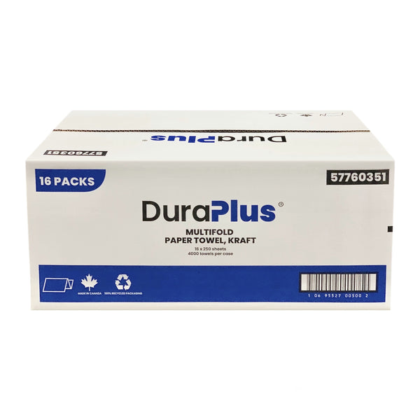 DuraPlus 57760351, Multi Fold Kraft Paper Towel, 16 x 250 Sheets