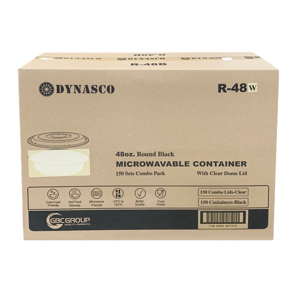 Dynasco R-48W 48oz. Round Container Combo, Case (150 SETS)