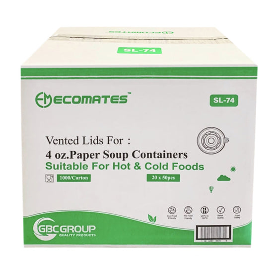 EcoMates SL-74, Plastic Lid for EM-4K Paper Container, Case (1000's)