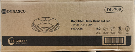 Dynasco DL-700 7" Clear Dome Lid, Case (500's)