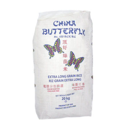 China Butterfly Extra Long Grain Rice, 20 KG